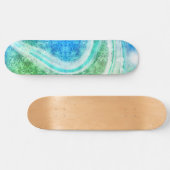 Wave Blue Green Abstrakt Tropical Style Skateboard (Horizontal)