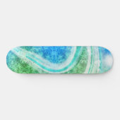 Wave Blue Green Abstrakt Tropical Style Skateboard (Horizontal)
