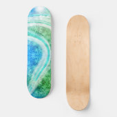 Wave Blue Green Abstrakt Tropical Style Skateboard (Vorderseite)