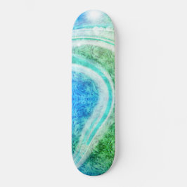 Wave Blue Green Abstrakt Tropical Style Skateboard