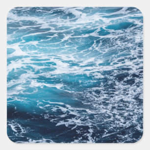 Wave Blue Ocean Summer Beach Quadratischer Aufkleber
