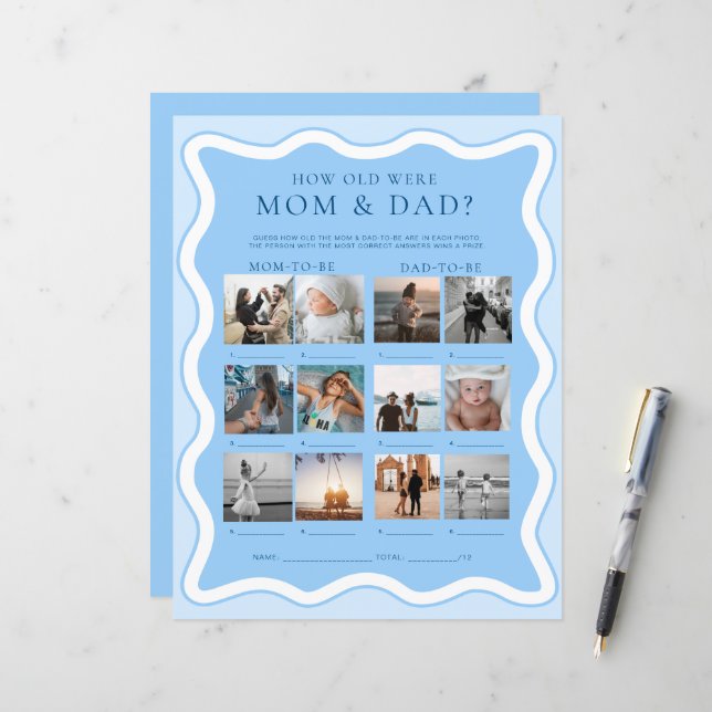 Wave Blue Wie alt waren Mama und Vater Foto Game (Vorderseite/Rückseite Beispiel)
