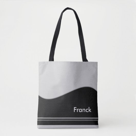 Wave Border schwarz + Ihr Backgr. Ideen Tasche (Vorderseite)