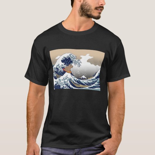 Wave Capybara Surfing Rodent T-Shirt (Vorderseite)