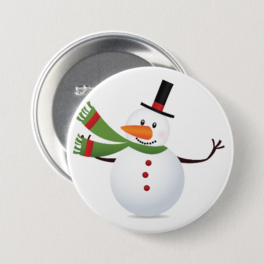 Wave Carrot Nose Snowman Button (Vorne & Hinten)