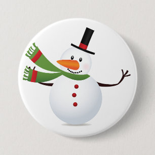 Wave Carrot Nose Snowman Button
