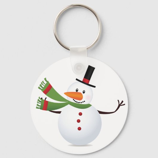 Wave Carrot Nose Snowman Button Schlüsselanhänger (Vorderseite)