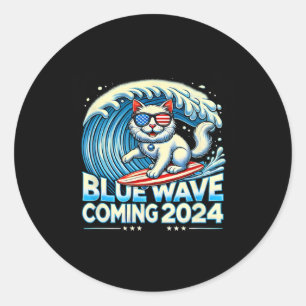 Wave Coming 2024 Cat Eigentümer Kamala Harris 2024 Runder Aufkleber