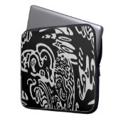 "Wave Creature" B&W abstrakte Kunst Laptopschutzhülle (Vorderseite Links)
