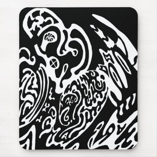 "Wave Creature" B&W abstrakte Kunst Mousepad (Vorne)