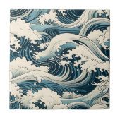 Wave Elegance: Hokusai-Inspired japanese art Fliese (Vorderseite)