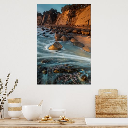 Wave entlang des Strandes, Kalifornien Poster (Küche)