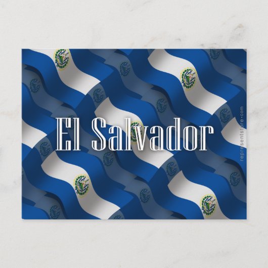 Wave Flag El Salvador Postkarte (Vorderseite)