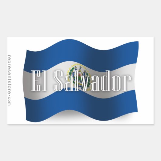 Wave Flag El Salvador Rechteckiger Aufkleber (Vorderseite)