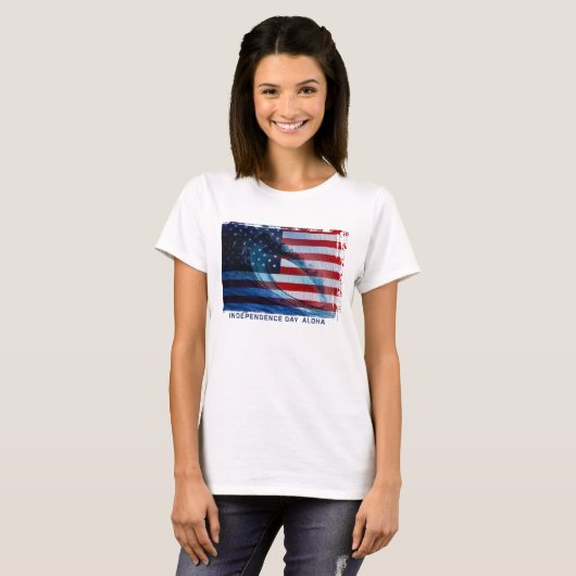 Wave Flag USA Ladys T - Shirt (Vorne ganz)
