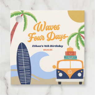 Wave Four Days Surf Board 4. Geburtstag Party Geschenkanhänger
