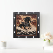 Wave Galloping Wood Horlock Quadratische Wanduhr (Zuhause)