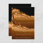 Wave Gold Brown Moderne Abstrakte Firmengeschichte Einladung (Vorne/Hinten)