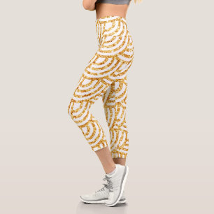 Wave Gold Sun Glitzer Boho Popular Collection Capri Leggings