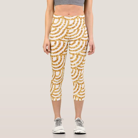 Wave Gold Sun Glitzer Boho Popular Collection Capri Leggings (Vorderseite)