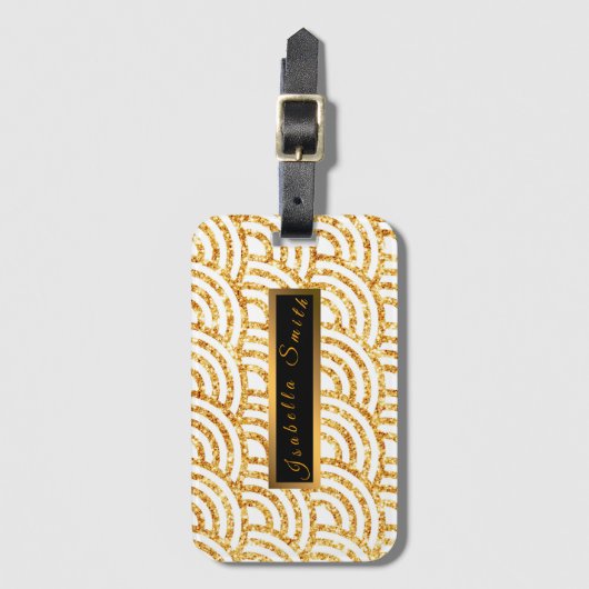 Wave Gold Sun Glitzer Boho Popular Collection Gepäckanhänger (Vorderseite Vertikal)