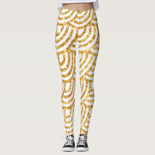 Wave Gold Sun Glitzer Boho Popular Collection Leggings (Vorderseite)