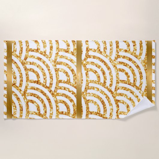 Wave Gold Sun Glitzer Boho Popular Collection Strandtuch (Vorderseite)