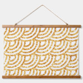 Wave Gold Sun Glitzer Boho Popular Collection Wandteppich Mit Holzrahmen (Vorne)