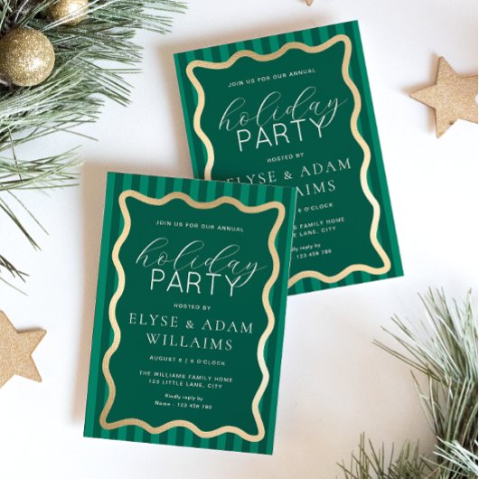 Wave Green Strip Weihnachtsfeier Einladung