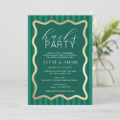 Wave Green Stripe Hucks Party Einladung (Stehend Vorderseite)