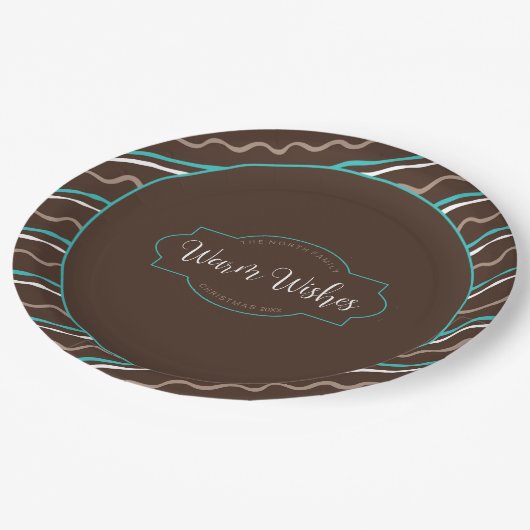 Wave Hand Drawn Stripe Muster ID597 Pappteller (Schrägansicht)