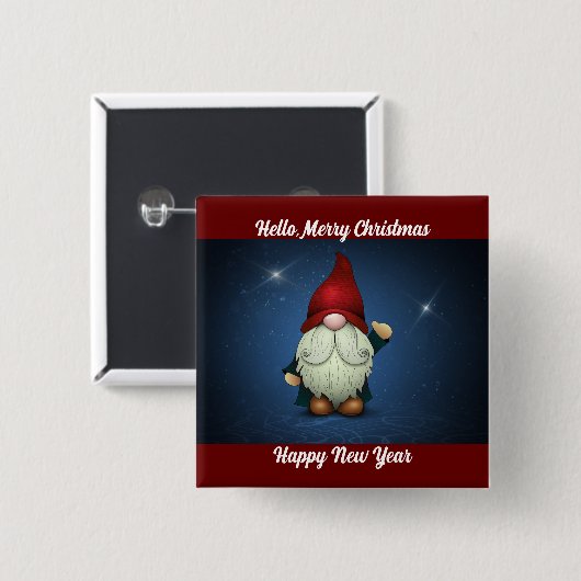 Wave Holiday Gnome Button Button (Vorne & Hinten)