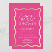 Wave Hot Pink Brautparty Einladung (Vorne/Hinten)