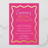 Wave Hot Pink Brautparty Folieneinladung (Vorderseite)