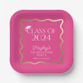 Wave Hot Pink Graduation Party Willkommen Pappteller (Vorderseite)