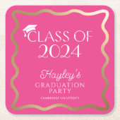 Wave Hot Pink Graduation Party Willkommen Rechteckiger Pappuntersetzer (Vorderseite)
