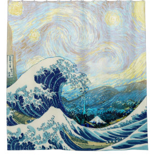 WAVE KANAGAWA IN STARRY NIGHT HINTERGRUND DUSCHVORHANG