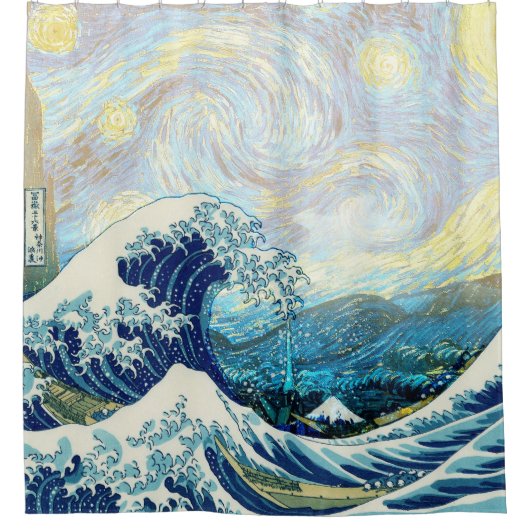 WAVE KANAGAWA IN STARRY NIGHT HINTERGRUND DUSCHVORHANG (Vorderseite)