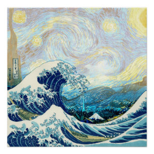 WAVE KANAGAWA IN STARRY NIGHT HINTERGRUND POSTER