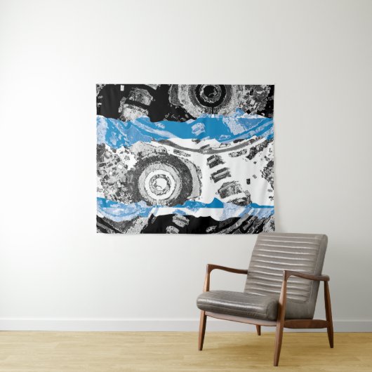 Wave Mechanism – Abstract Medium Tapestry Wandteppich (Beispiel (Horizontal))