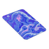 Wave, Mermaid, Fantasy Art Asian Girl, Blue & Pink Magnet (Rechte Seite)