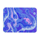 Wave, Mermaid, Fantasy Art Asian Girl, Blue & Pink Magnet (Horizontal)