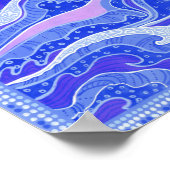 Wave, Mermaid, Fantasy Art Asian Girl, Blue & Pink Poster (Ecke)