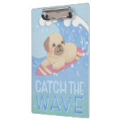 Wave: Mops Surfer Illustration Klemmbrett (Links)