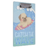 Wave: Mops Surfer Illustration Klemmbrett (Rechts)