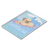 Wave: Mops Surfer Illustration Notizblock (Linke Seite)