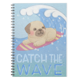 Wave: Mops Surfer Illustration Notizblock