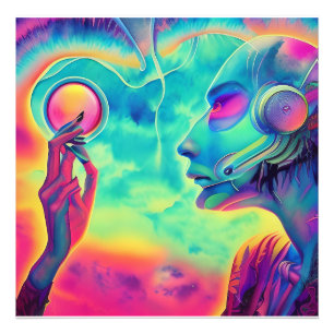 Wave music, der 80er stilisierte Surreallandschaft Fotodruck