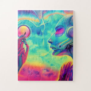 Wave music, der 80er stilisierte Surreallandschaft Puzzle