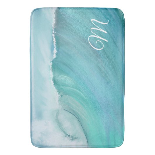 Wave Ocean Aqua Beach Blue Moderne Szene Badematte (Vorderseite Vertikal)